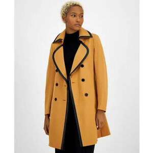 Bar III Size Large Caramel Coloured Double Breasted Belted Trench Coat NWT